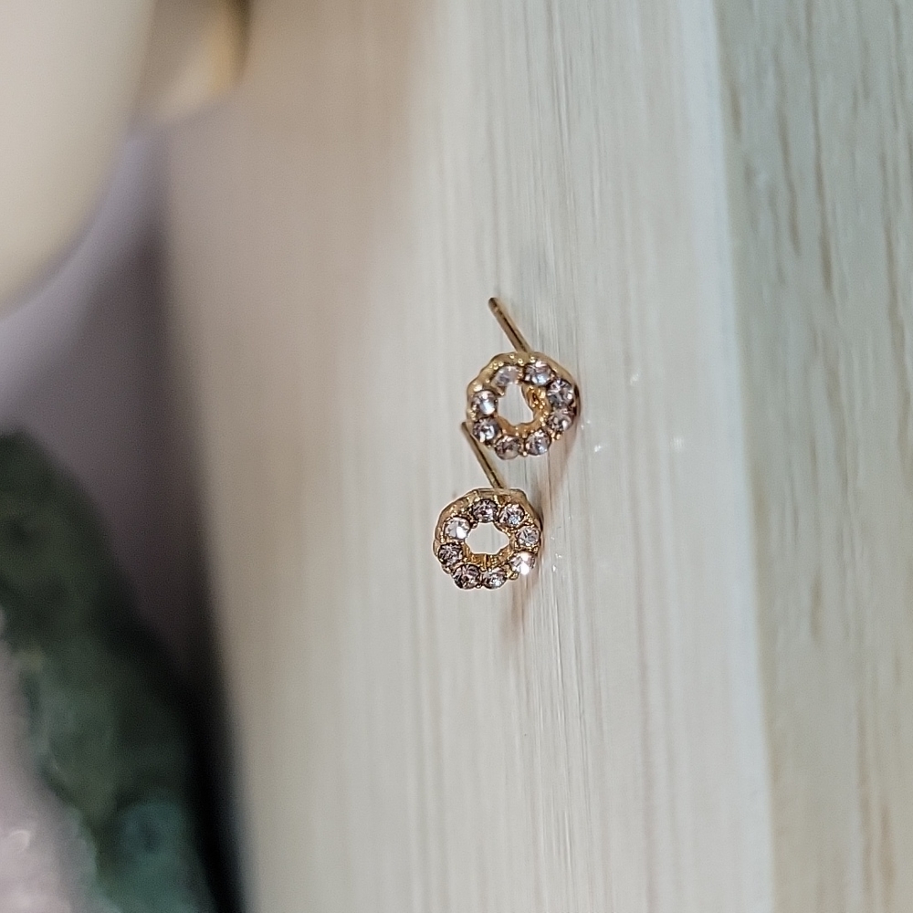 🔥LAST PAIR🔥 Tiny Micro Crystal Circle Stud Earrings - Picture 4 of 5